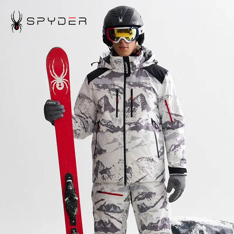 SPYDER Ski Top Unisex White Snow Mountain Pattern-2