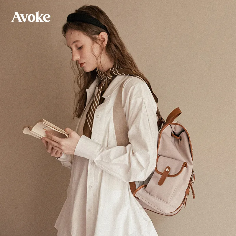 AVOKE Composite Water Resistant Pine Bottom Nylon With Full Grain Cow Leather Backpack Backpack Unisex Multicolor-3