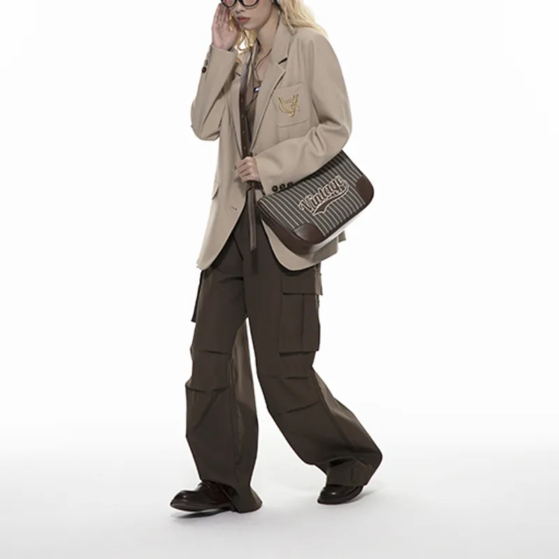 VFVF BAG OFFICAL PU Stitched Canvas Bag, Shoulder Bag, Crossbody Bag Unisex Multicolor-3
