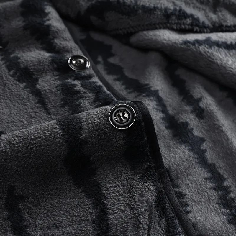 MOOLMEYNO Winter Pajama Set, Fleece Lined Men's Dark Gray-3