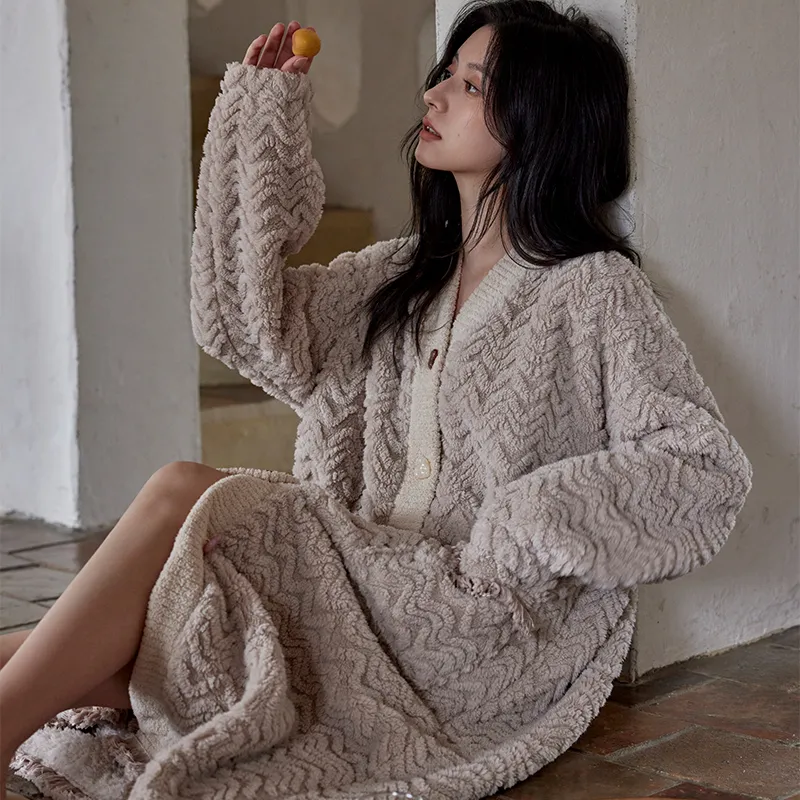 DAMOS·LOVE Pajama Robe Women's Khaki-5