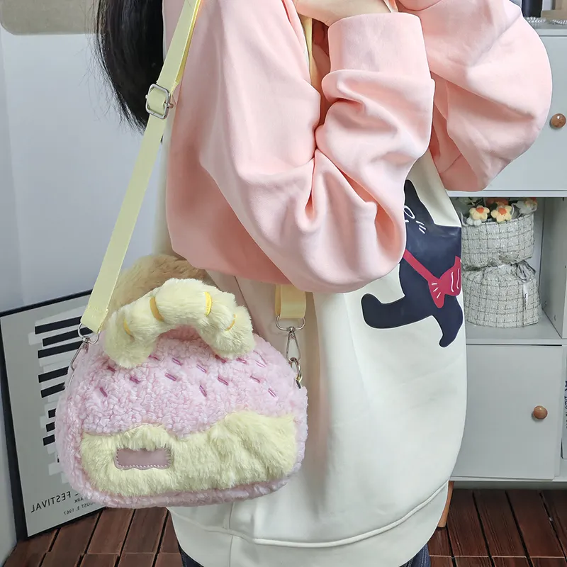 HACIN Plush Shoulder Bag Crossbody Bag Handbag Regular Women's Pink-1