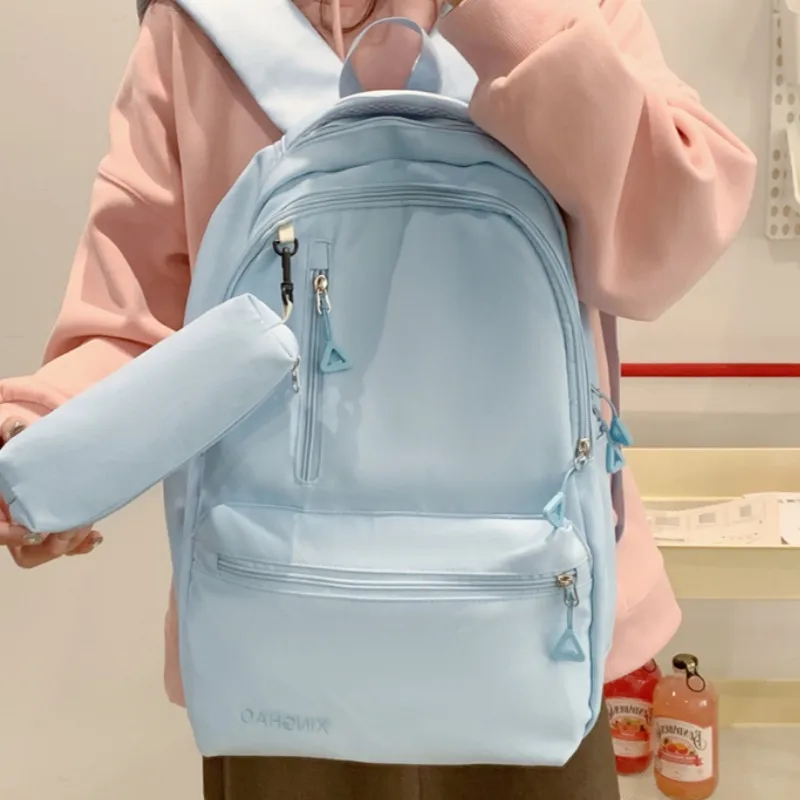 HACIN Nylon Backpack Regular Women's Pink/Green/Blue/Black-9