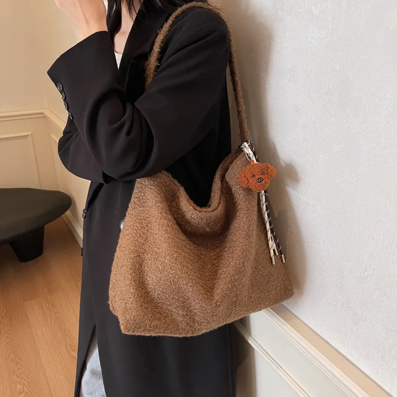 HACIN Plush Crossbody Bag, Shoulder Bag Regular Women's Black/Gray/Coffee-8