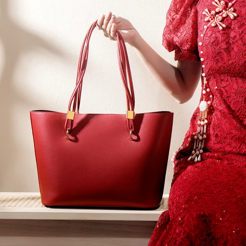 HACIN Synthetic Leather Shoulder Bag Women's Red-2