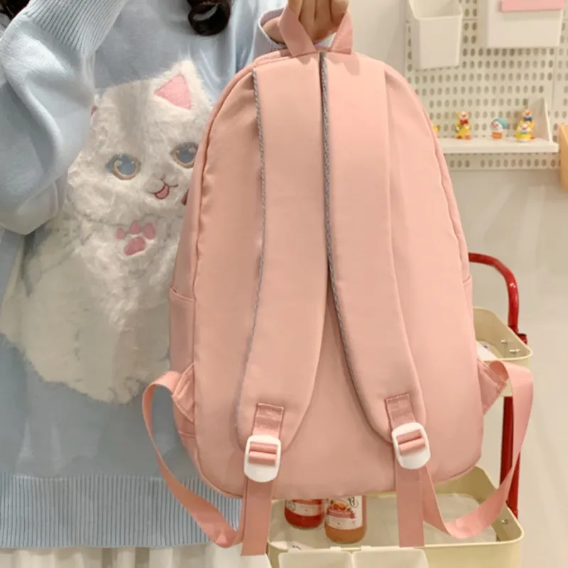 HACIN Nylon Backpack Regular Women's Pink/Green/Blue/Black-3