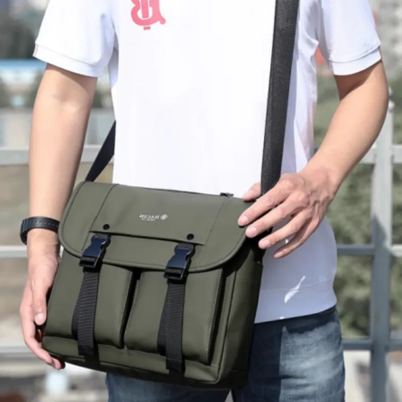 HACIN Oxford Crossbody Bag Men's Gray/Blue/Army Green-7