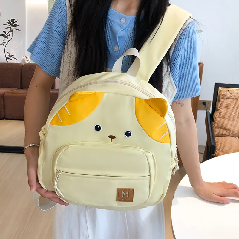 HACIN Nylon Backpack Regular Unisex White/Black/Yellow-4