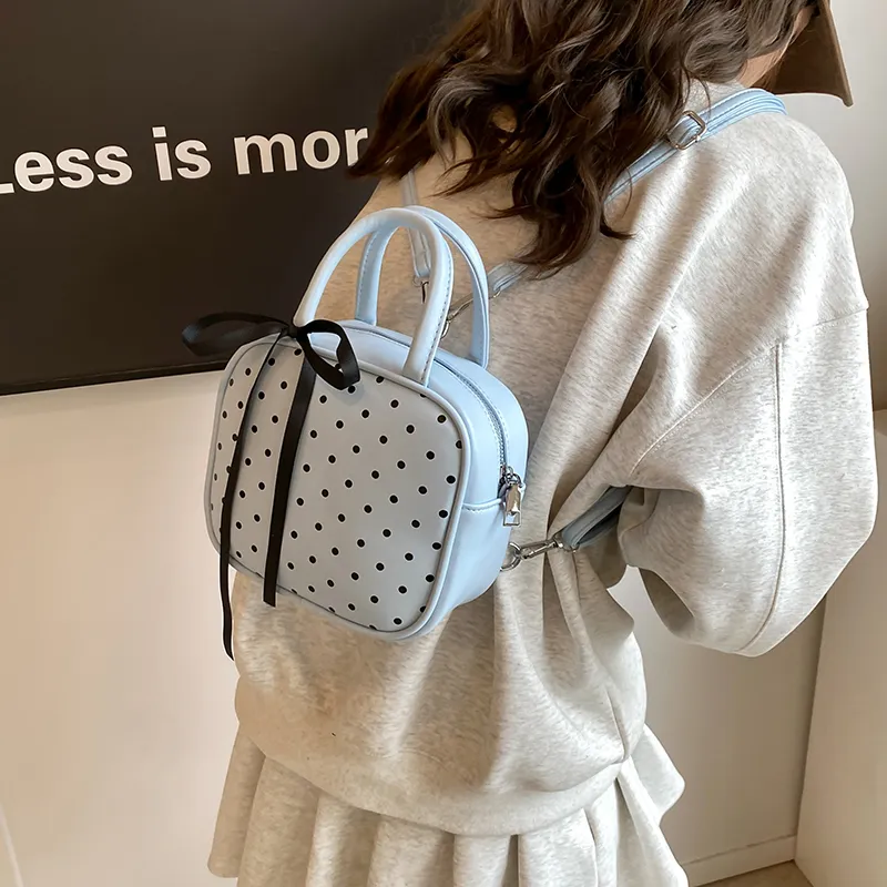 HACIN PU Backpack Regular Women's White/Yellow/Blue-8