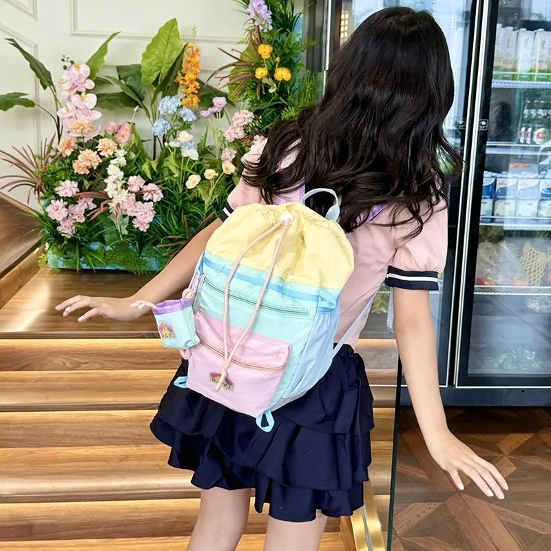 HACIN Nylon Backpack Regular Women's Purple/Green/Pink-5