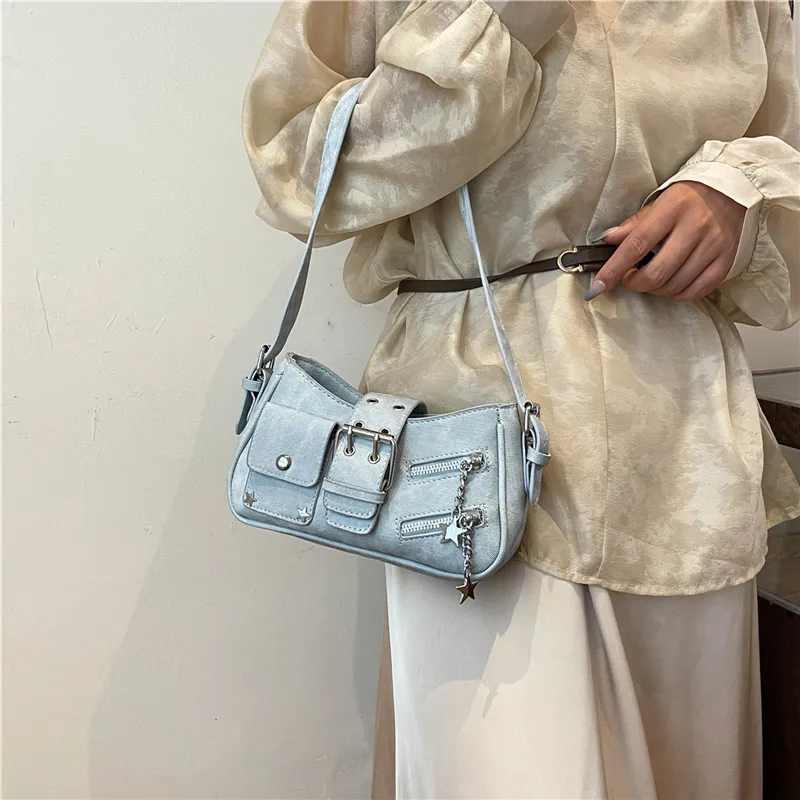 HACIN PU Crossbody Bag, Shoulder Bag Women's Khaki/Light Blue/Dark Blue/Beige-4