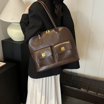 HACIN Synthetic Leather Handbag Shoulder Bag Regular Women's Black/Coffee/Brown/Angora Red