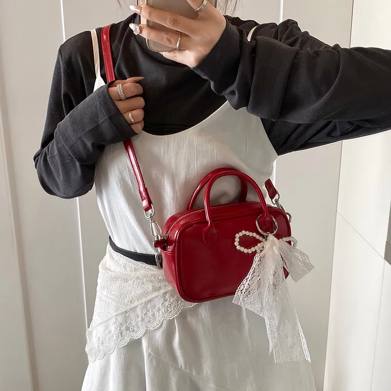 HACIN PU Handbag Women's Black/Red/Blue/Pink-5