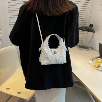 HACIN Denim One Shoulder Handbag Regular Women's Black/White/Blue/Pink