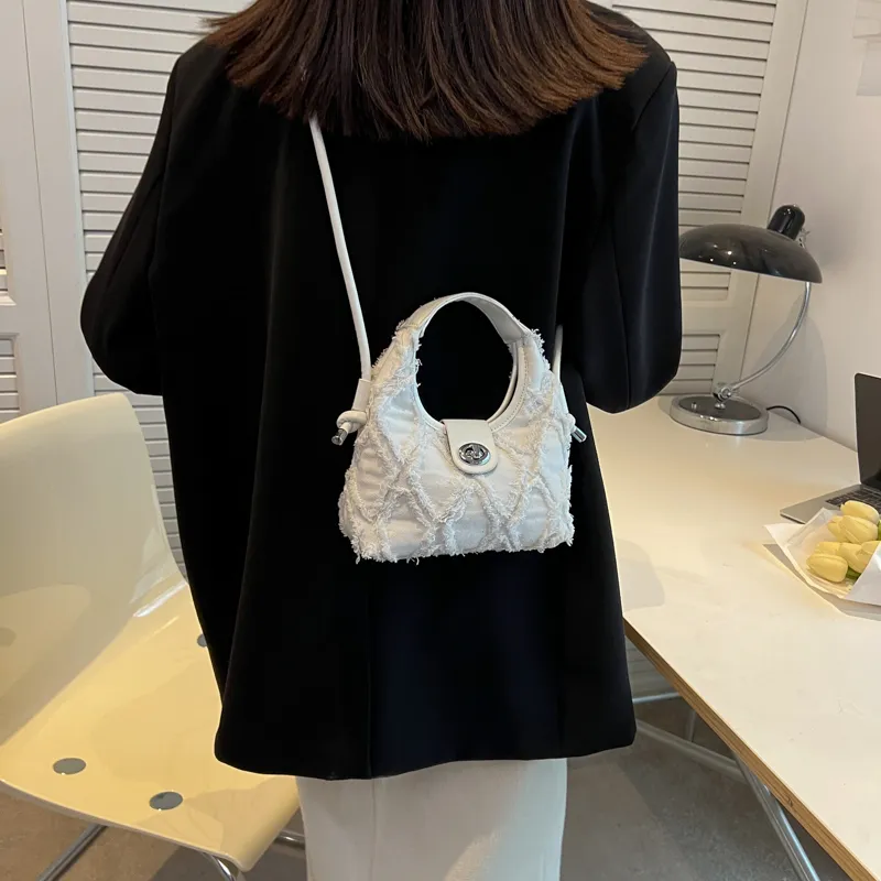 HACIN Denim One Shoulder Handbag Regular Women's Black/White/Blue/Pink-0