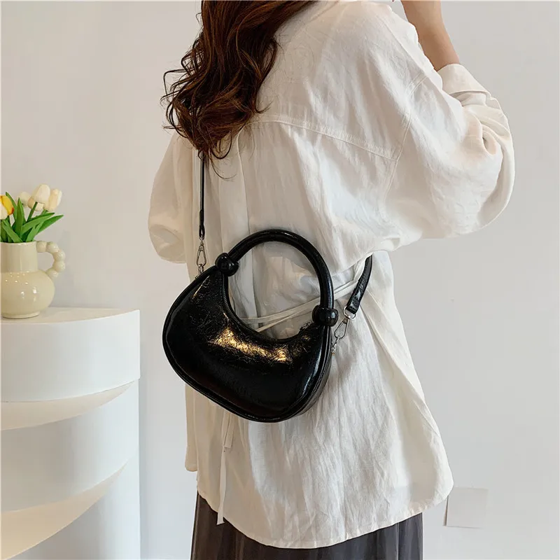 HACIN PU Handbag, Crossbody Bag Regular Women's White/Silver/Black/Laser Silver-9