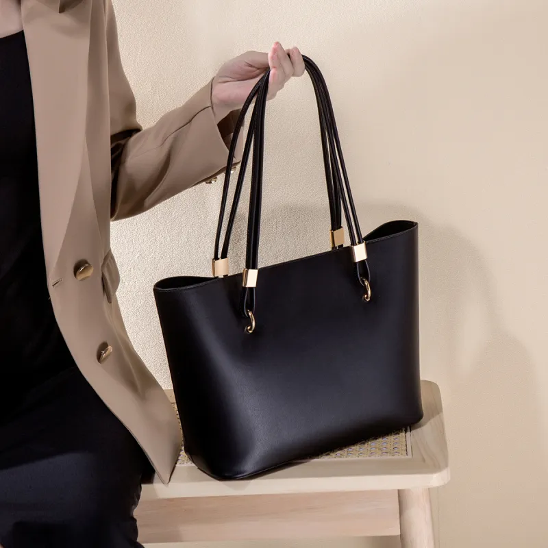 HACIN PU Handbag Shoulder Bag Regular Women's Black/Red-11