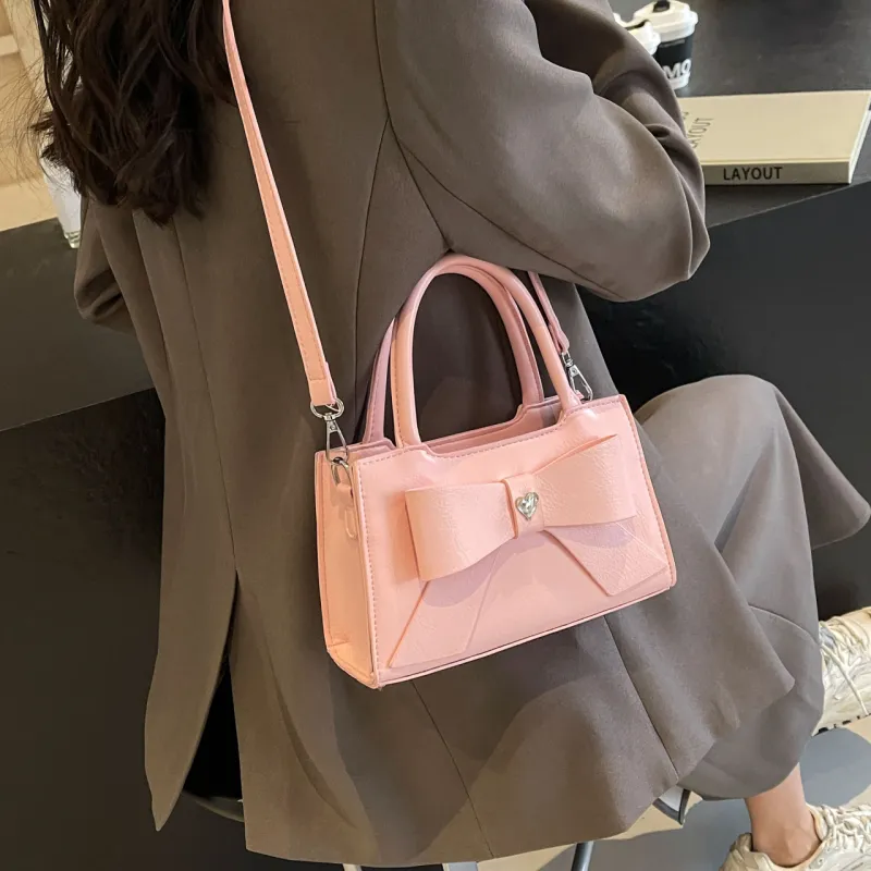 HACIN PU One Shoulder Handbag Regular Women's White/Silver/Pink/Black Blue/Black Pink-10