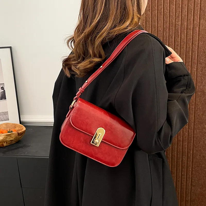 HACIN Pu Shoulder Bag, Crossbody Bag Women's Ecru/Black/Burgundy/Coffee-6