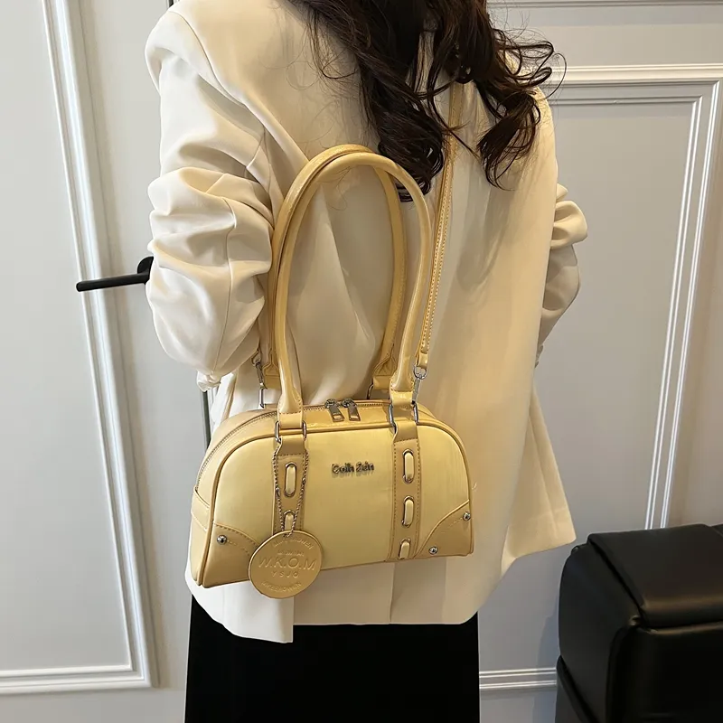 HACIN PU Shoulder Bag Women's Ivory/Silver/Black/Yellow/Green-12