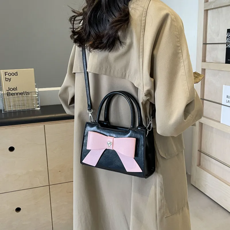 HACIN PU One Shoulder Handbag Regular Women's White/Silver/Pink/Black Blue/Black Pink-15
