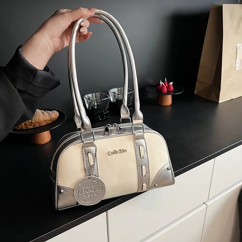 HACIN PU Shoulder Bag Women's Ivory/Silver/Black/Yellow/Green-1