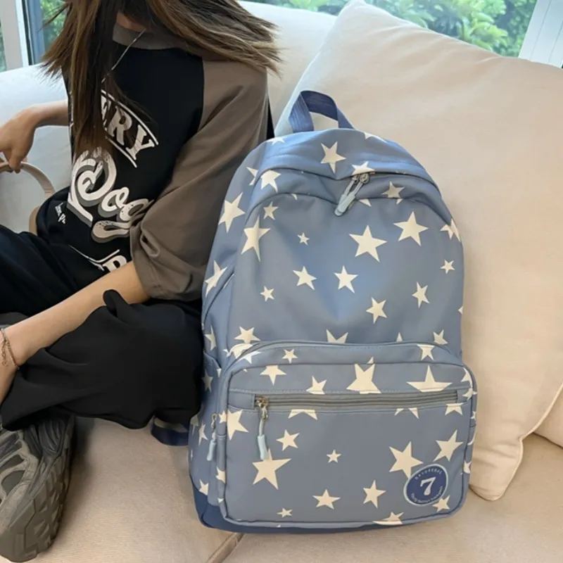 HACIN Nylon Backpack Women's Ecru/Black/Blue/Pink-6