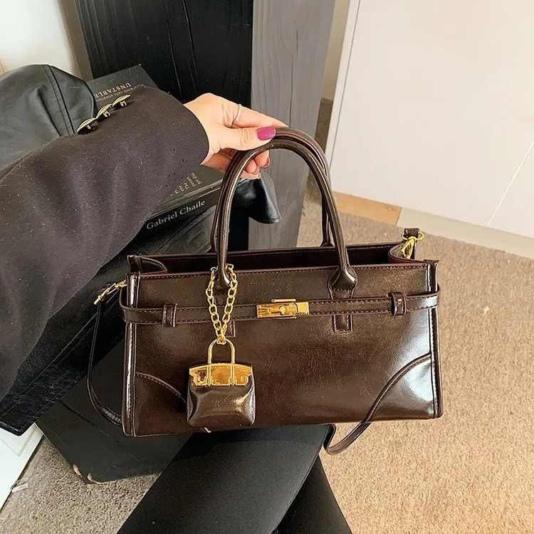 HACIN PU Handbag Women's Black/Coffee/Brown-2