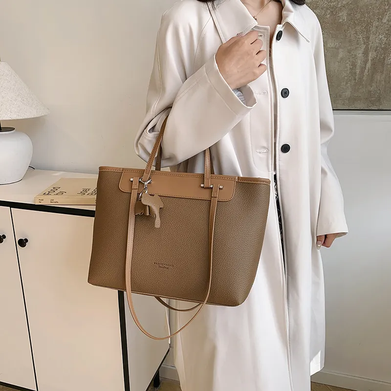 HACIN PU Shoulder Bag Regular Women's White/Black/Khaki/Brown-10
