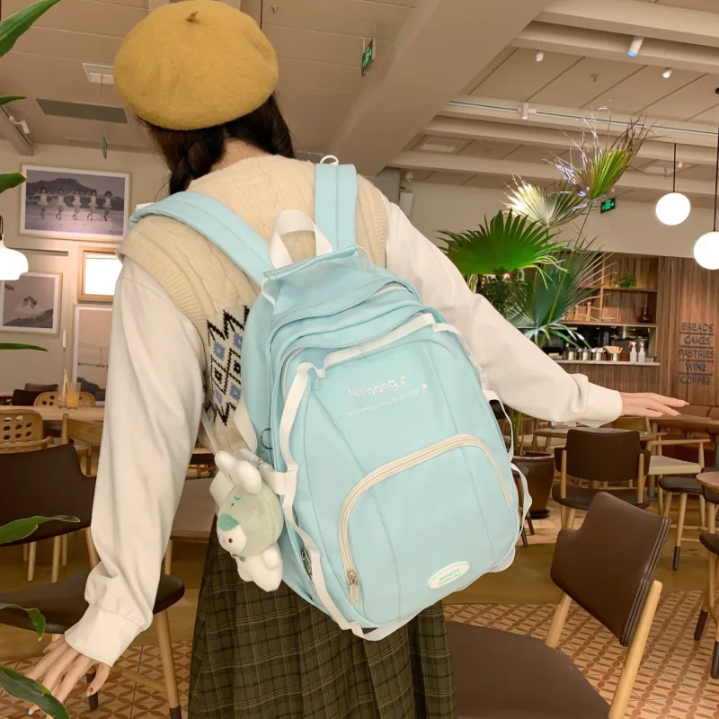 HACIN Nylon Backpack Women's Light Yellow/Light Green/White/Black-3