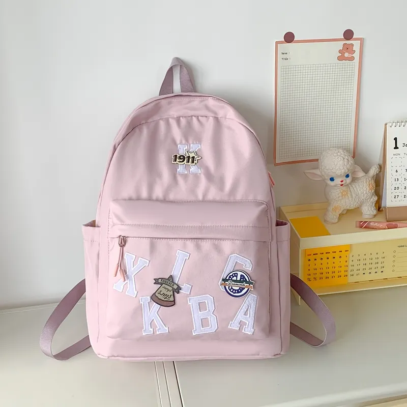 HACIN Oxford Backpack Regular Unisex Black/Purple/Blue/Beige/Pink-8