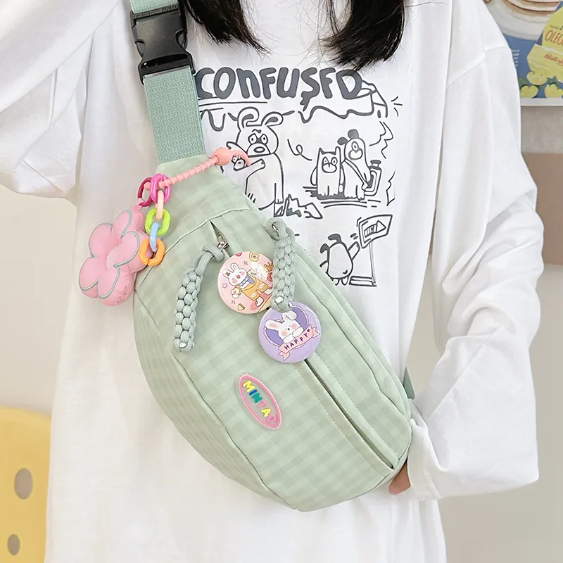 HACIN Nylon Sling Bag Regular Women's Black/Pink/Yellow/Green/Blue-7