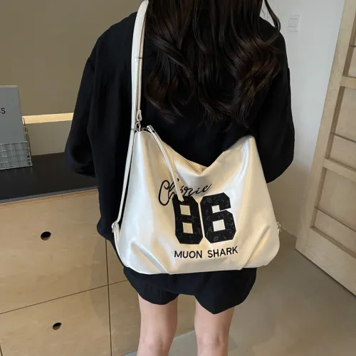 HACIN Synthetic Leather Tote Portable Crossbody Bag, Shoulder Bag Women's White/Silver/Black/Blue