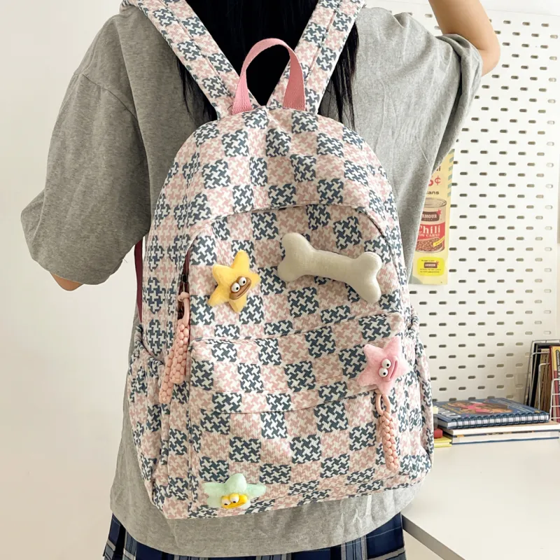 HACIN Nylon Backpack Women's Black/Pink/Violet/Green/Sky Blue-4