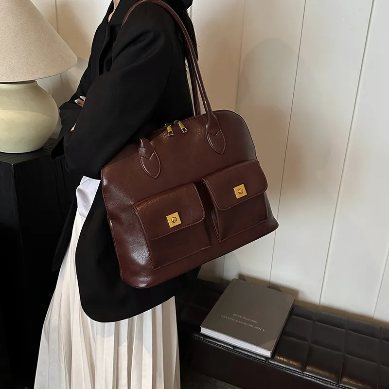 HACIN Synthetic Leather Handbag Shoulder Bag Regular Women's Black/Coffee/Brown/Angora Red-14