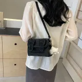 HACIN PU Shoulder Bag Crossbody Bag Women's Ecru/Black/Blue/Pink