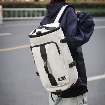 HACIN Nylon Backpack Regular Unisex White/Black