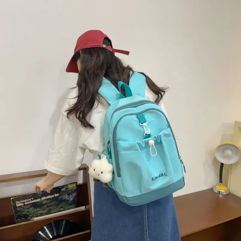 HACIN Nylon Backpack Regular Women's Yellow/Green/Sky Blue/Pink/Black-4