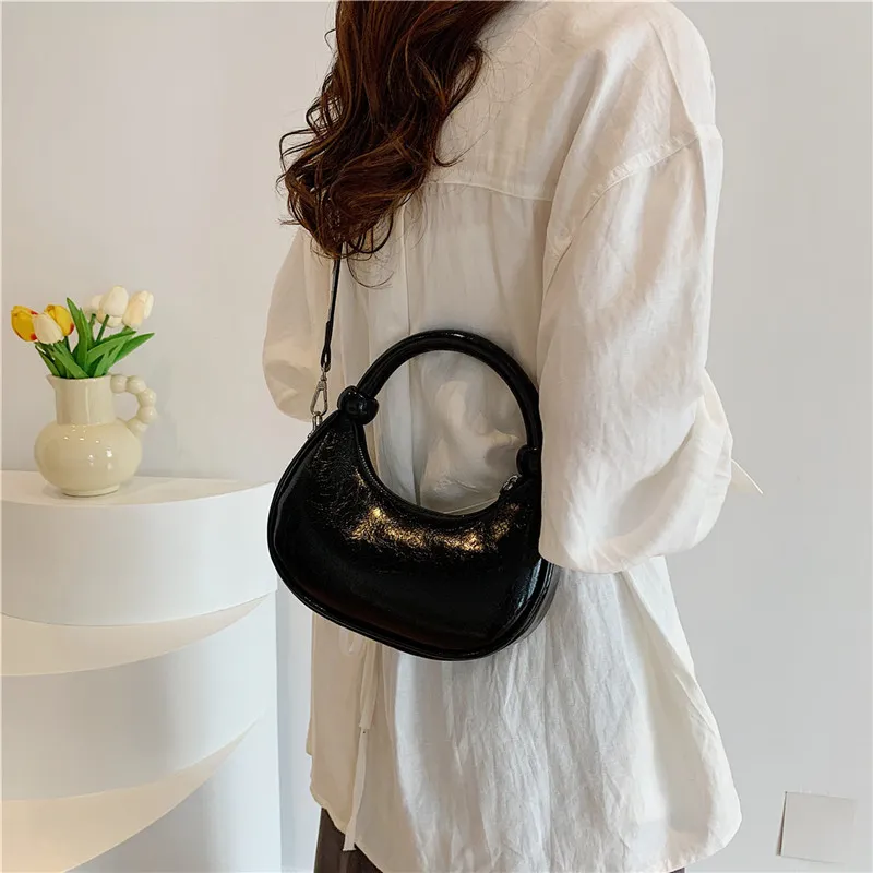 HACIN PU Handbag, Crossbody Bag Regular Women's White/Silver/Black/Laser Silver-10