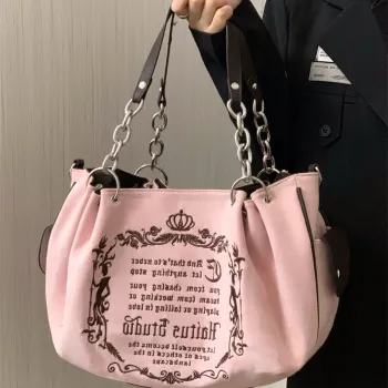 HACIN Canvas Bag Handbags Regular Women's Pink/Brown
