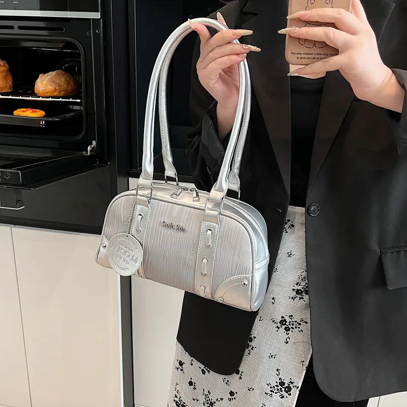 HACIN PU Shoulder Bag Women's Ivory/Silver/Black/Yellow/Green-6