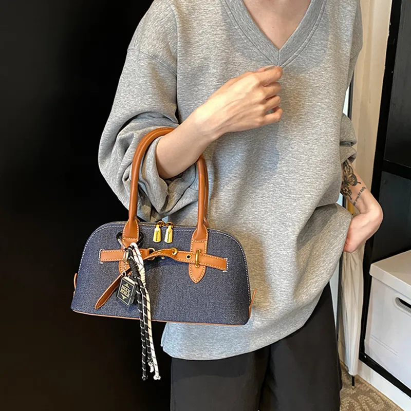 HACIN Denim Handbag Regular Women's Brown-3
