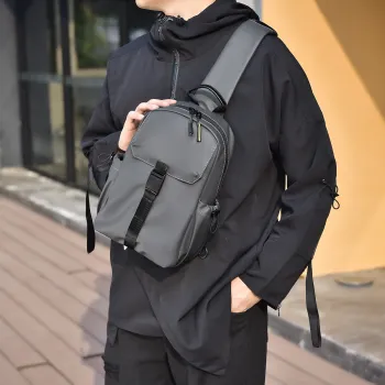 HACIN Pu Crossbody Bag Unisex Gray/Black/Blue