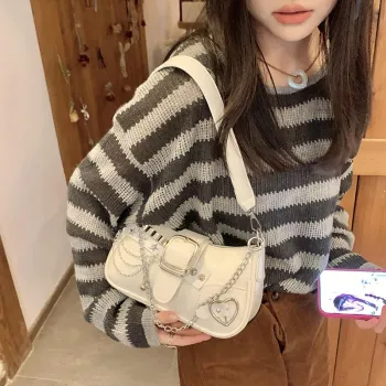 HACIN Artificial Leather Shoulder Bag Regular Women's White/Black