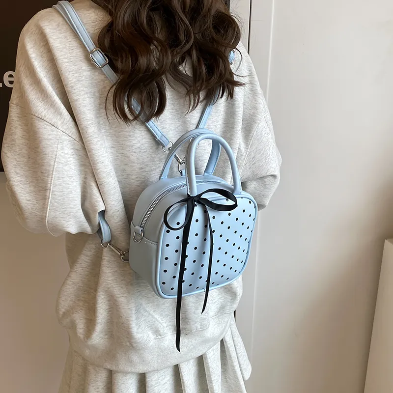 HACIN PU Backpack Regular Women's White/Yellow/Blue-7