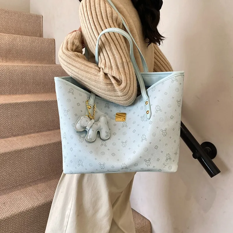 HACIN PU Shoulder Bag Women's White/Blue/Pink-4
