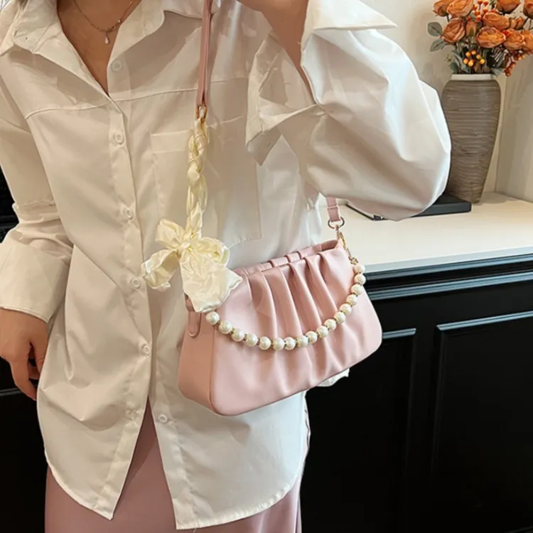 HACIN PU Shoulder Bag Women's White/Ecru/Black/Green/Pink-13
