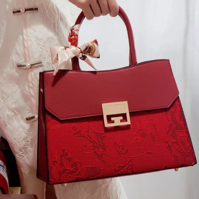 HACIN PU Handbag Women's Blue/Brown/Red-9