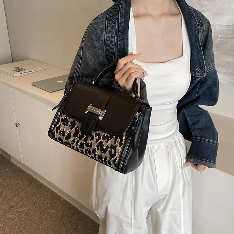 HACIN PU Handbag Regular Women's Black/Brown-1