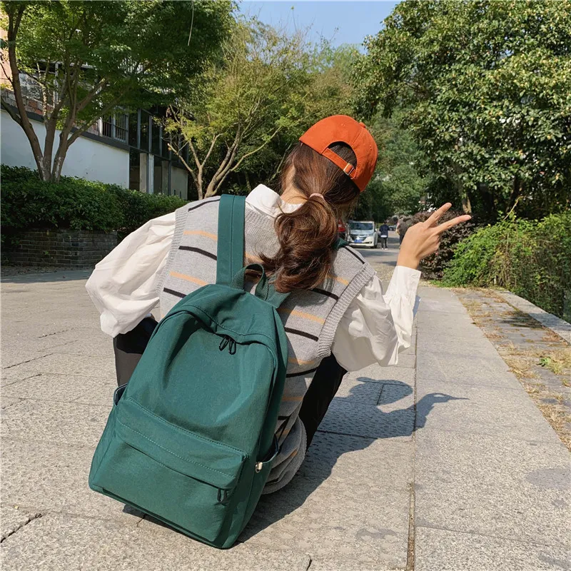 HACIN Nylon Backpack Medium Size Unisex Red/Green/Black-6
